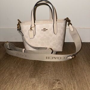 Coach Cream Crossbody Bag with Gold Accents